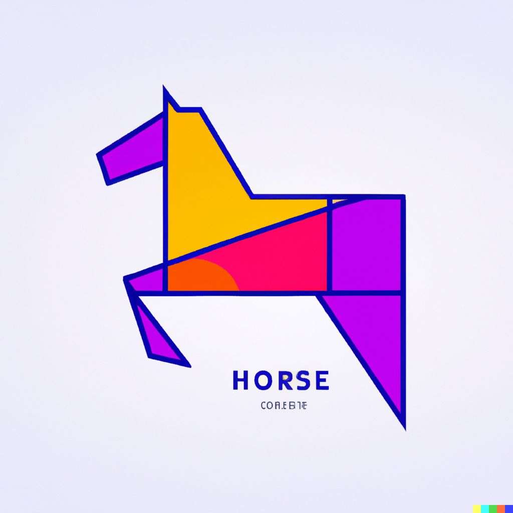 a horse, iconized modern colorful clean linear illustration, inspired by Bauhaus